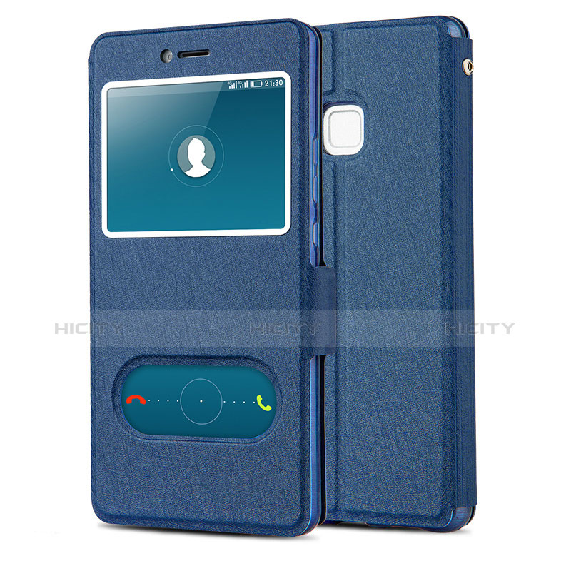 Custodia Portafoglio In Pelle con Supporto L01 per Huawei G9 Lite Blu