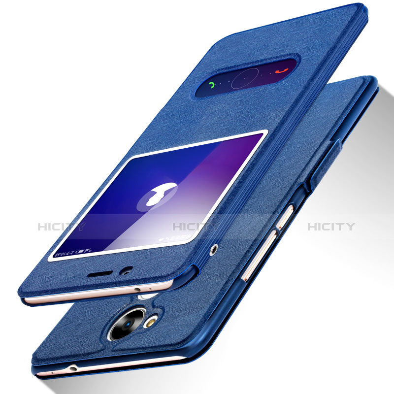 Custodia Portafoglio In Pelle con Supporto L01 per Huawei Honor 6C Pro Blu