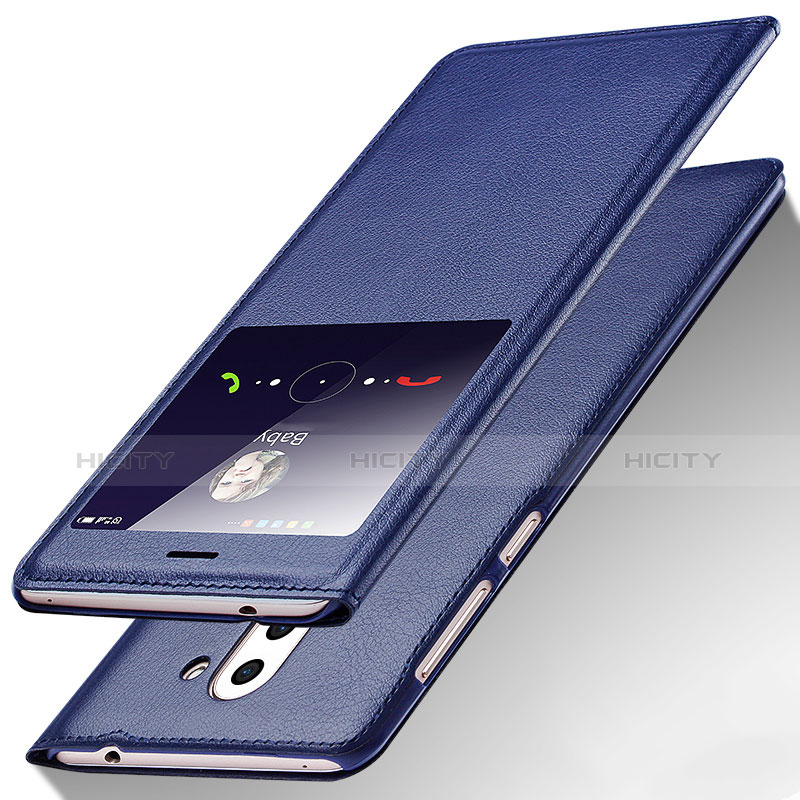 Custodia Portafoglio In Pelle con Supporto L01 per Huawei Honor 6X Pro Blu