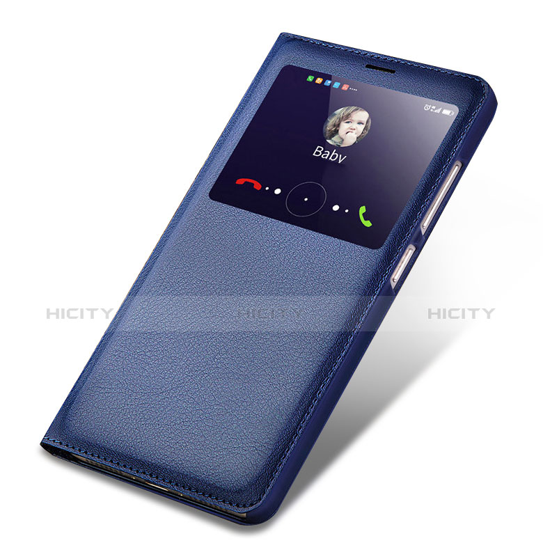 Custodia Portafoglio In Pelle con Supporto L01 per Huawei Honor 6X Pro Blu
