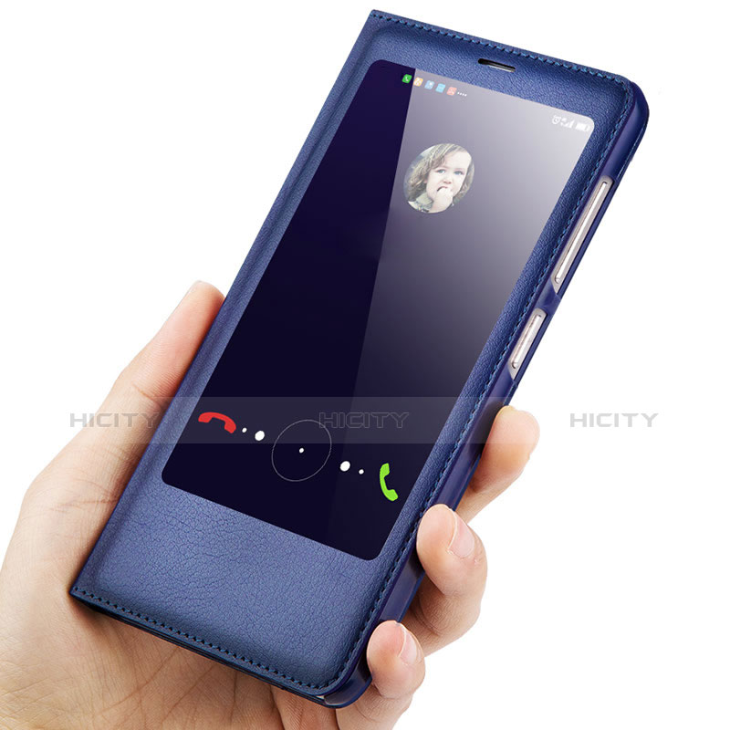 Custodia Portafoglio In Pelle con Supporto L01 per Huawei Honor 8 Pro Blu