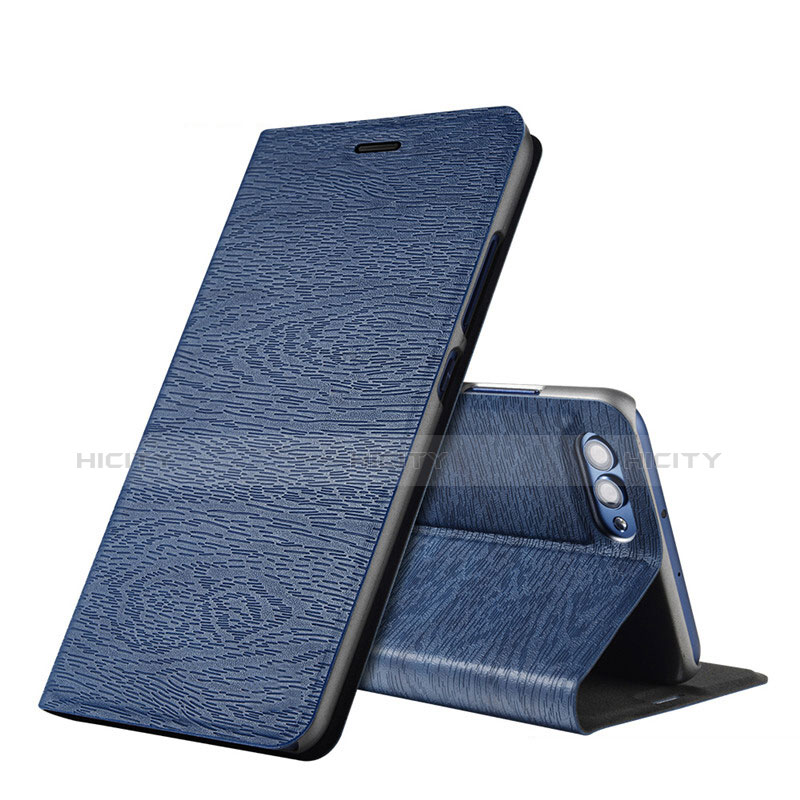 Custodia Portafoglio In Pelle con Supporto L01 per Huawei Honor V10 Blu