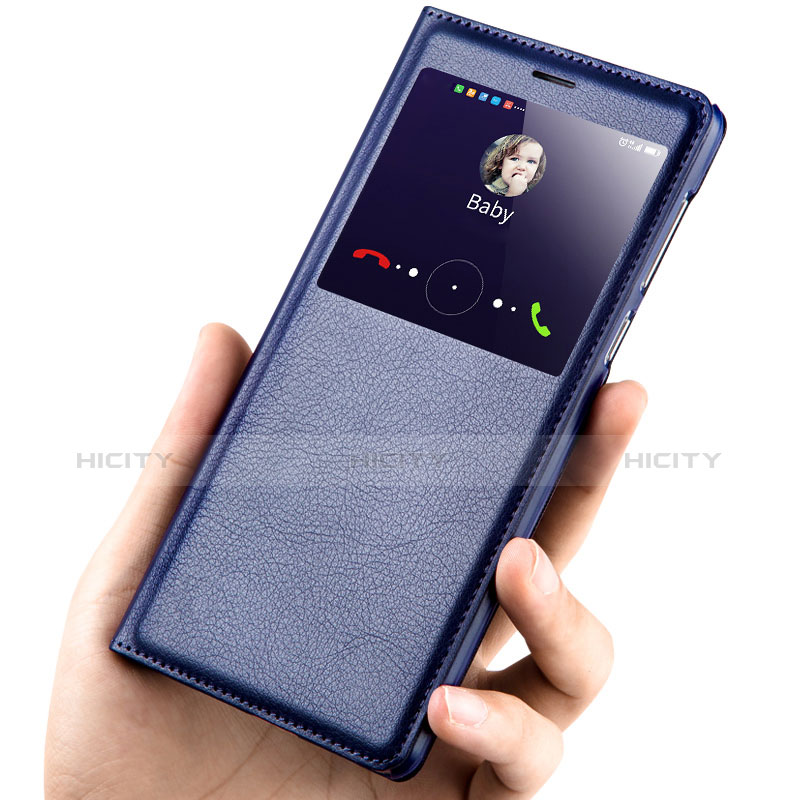 Custodia Portafoglio In Pelle con Supporto L01 per Huawei Mate 9 Lite Blu