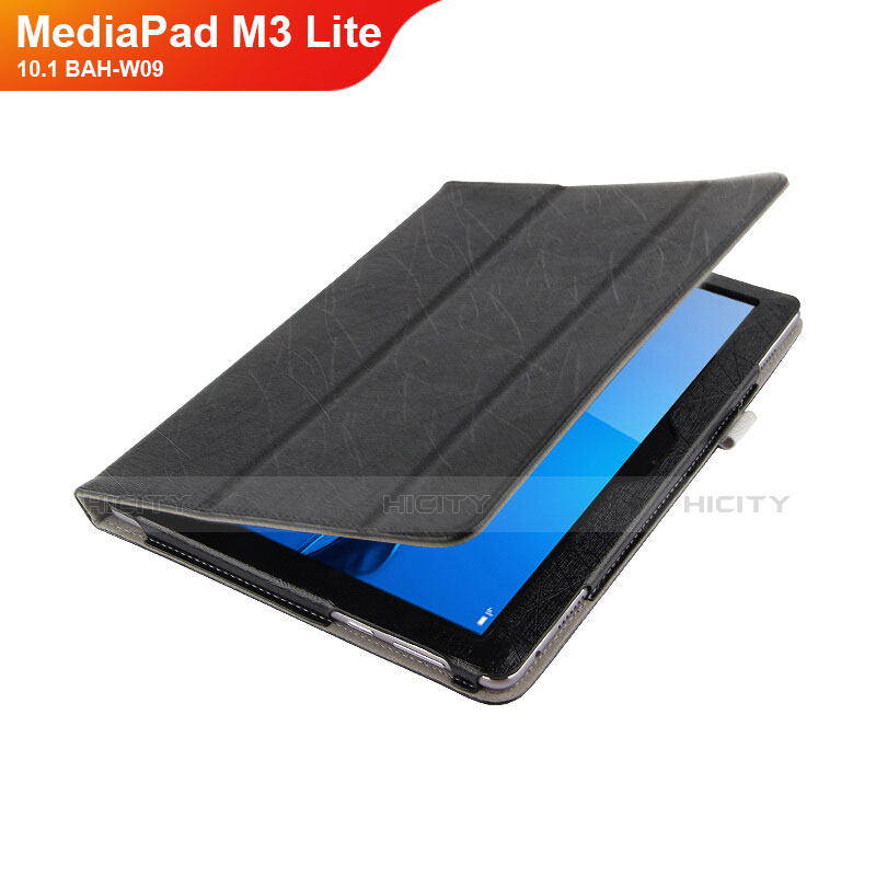 Custodia Portafoglio In Pelle con Supporto L01 per Huawei MediaPad M3 Lite 10.1 BAH-W09 Nero