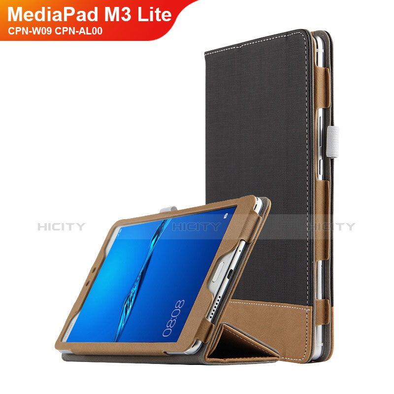 Custodia Portafoglio In Pelle con Supporto L01 per Huawei MediaPad M3 Lite 8.0 CPN-W09 CPN-AL00 Nero