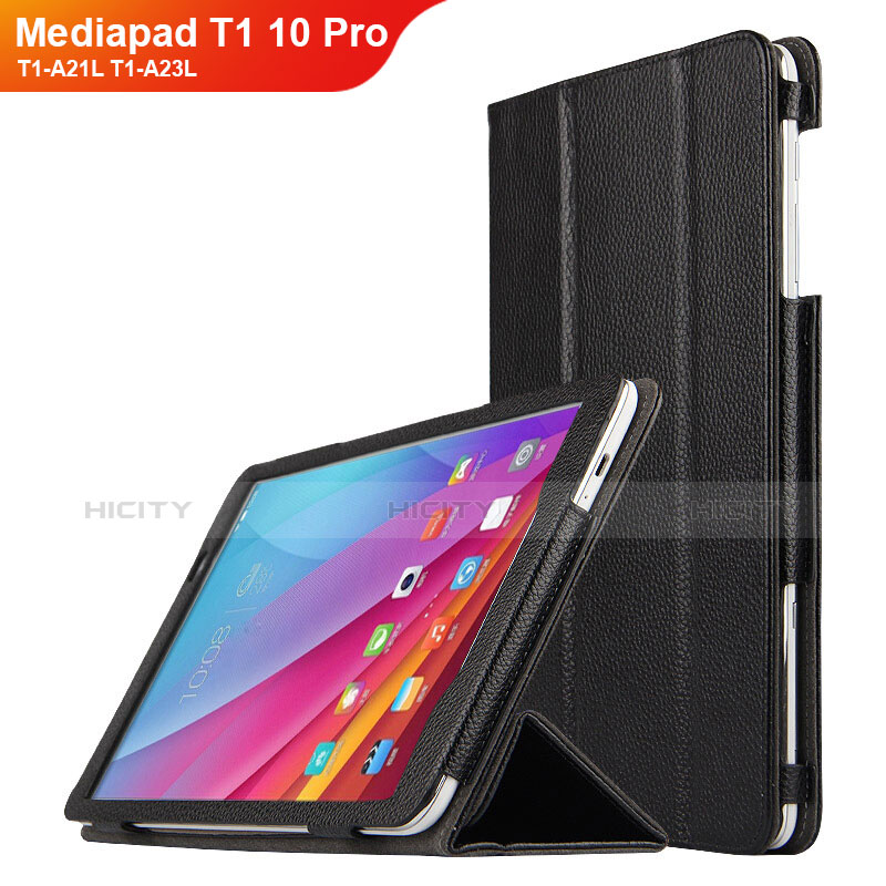 Custodia Portafoglio In Pelle con Supporto L01 per Huawei Mediapad T1 10 Pro T1-A21L T1-A23L Nero