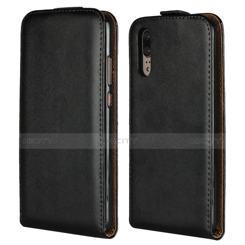 Custodia Portafoglio In Pelle con Supporto L01 per Huawei P20 Nero