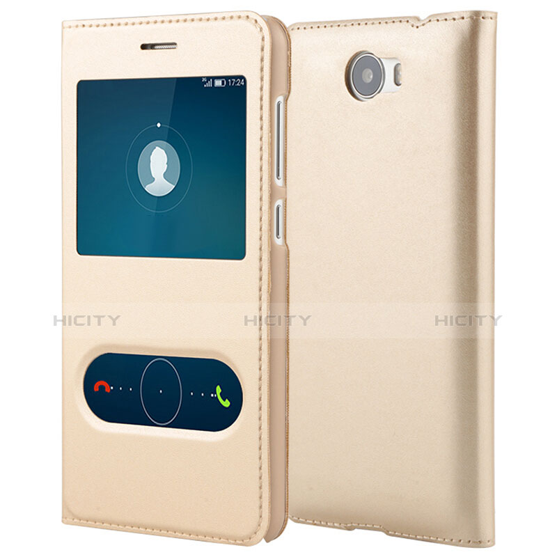 Custodia Portafoglio In Pelle con Supporto L01 per Huawei Y5 II Y5 2 Oro