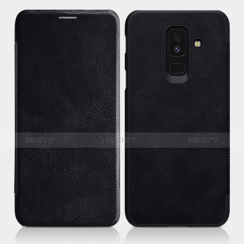 Custodia Portafoglio In Pelle con Supporto L01 per Samsung Galaxy A6 Plus (2018) Nero