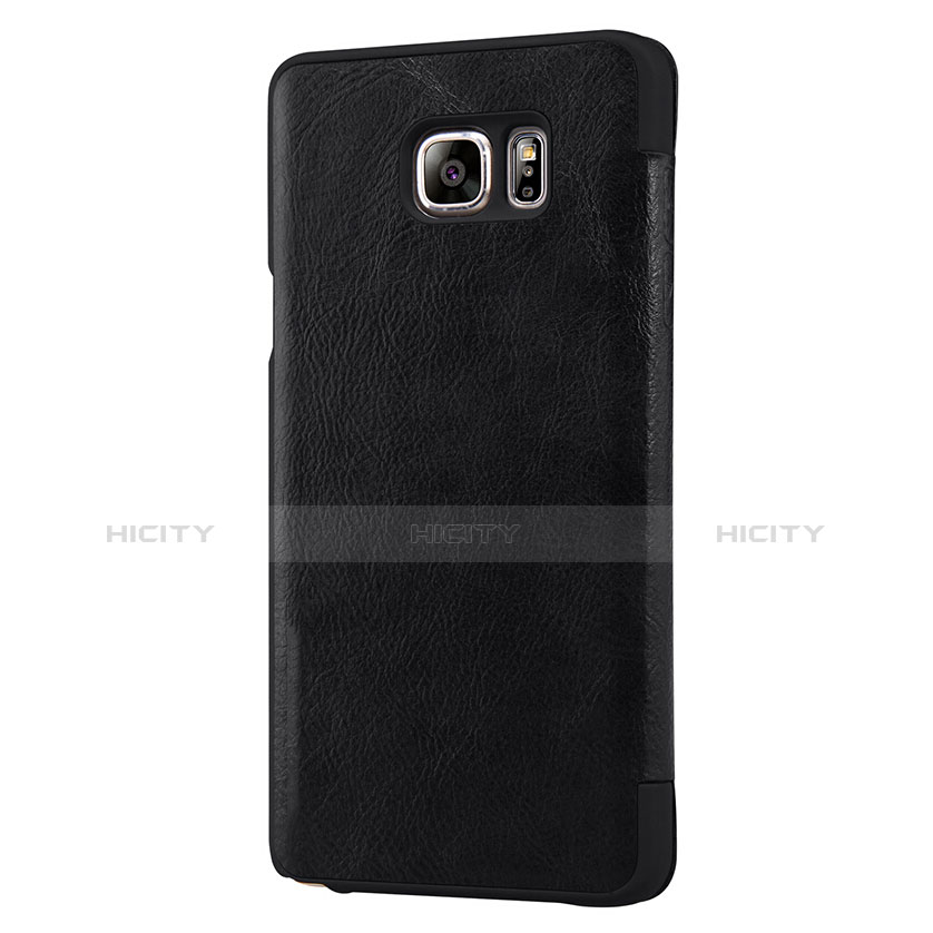 Custodia Portafoglio In Pelle con Supporto L01 per Samsung Galaxy Note 5 N9200 N920 N920F Nero