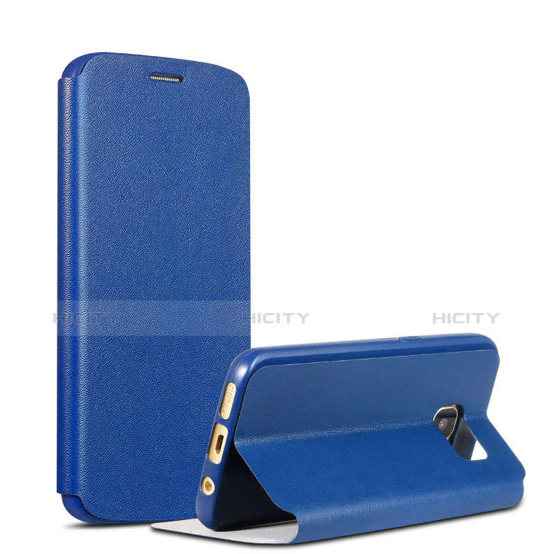 Custodia Portafoglio In Pelle con Supporto L01 per Samsung Galaxy S7 G930F G930FD Blu