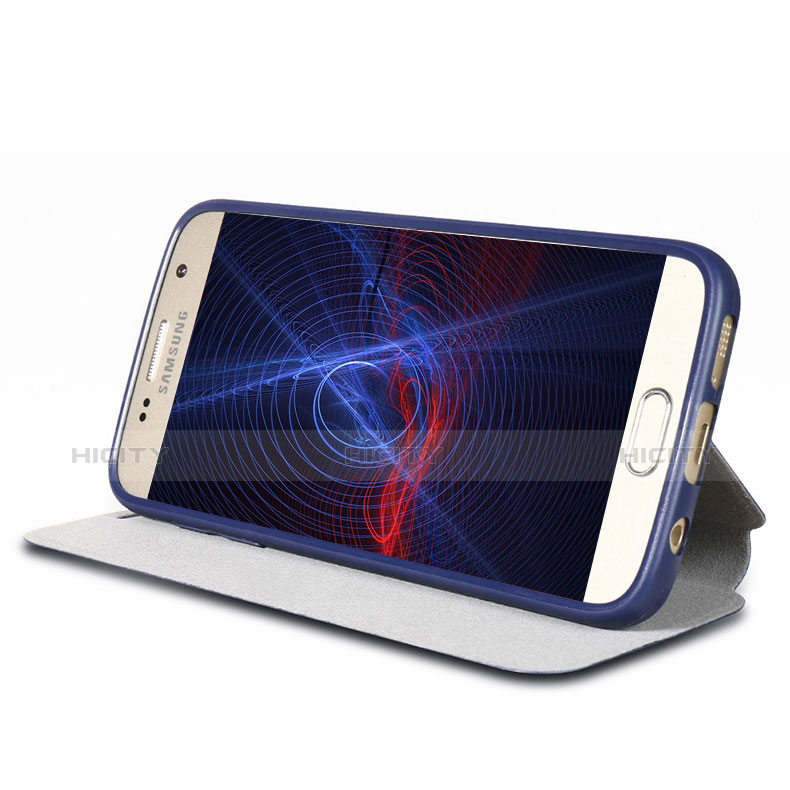 Custodia Portafoglio In Pelle con Supporto L01 per Samsung Galaxy S7 G930F G930FD Blu