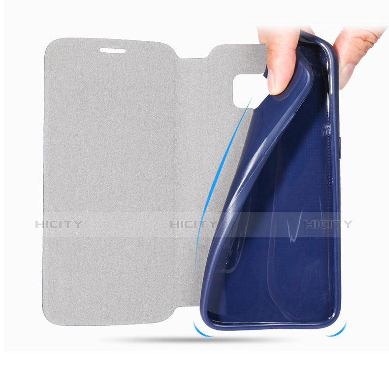 Custodia Portafoglio In Pelle con Supporto L01 per Samsung Galaxy S7 G930F G930FD Blu