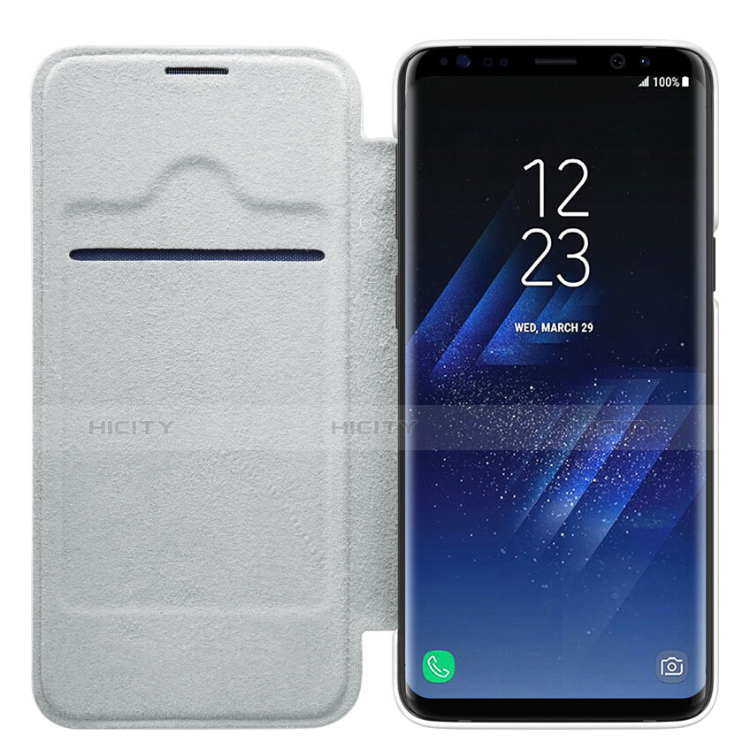 Custodia Portafoglio In Pelle con Supporto L01 per Samsung Galaxy S9 Bianco