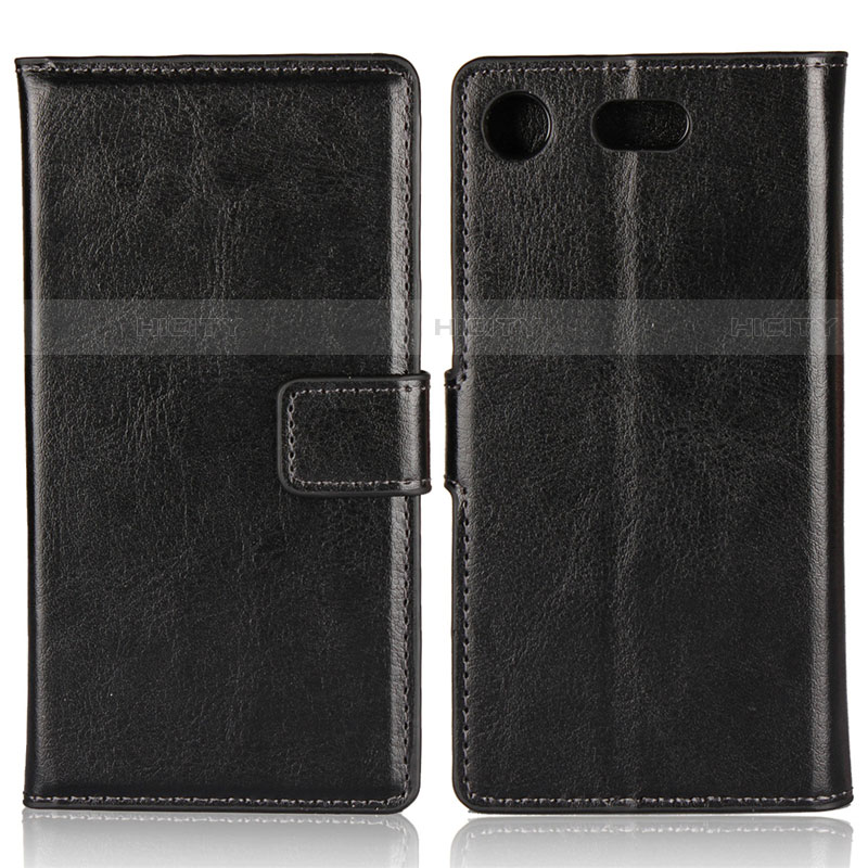 Custodia Portafoglio In Pelle con Supporto L01 per Sony Xperia XZ1 Compact Nero