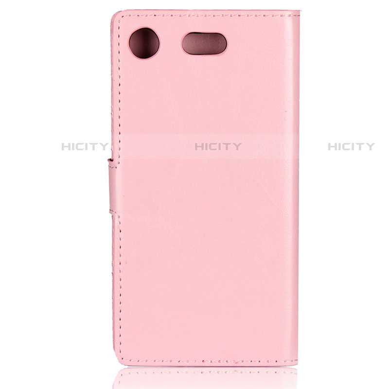 Custodia Portafoglio In Pelle con Supporto L01 per Sony Xperia XZ1 Compact Rosa