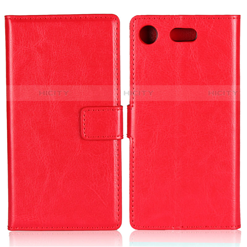 Custodia Portafoglio In Pelle con Supporto L01 per Sony Xperia XZ1 Compact Rosso