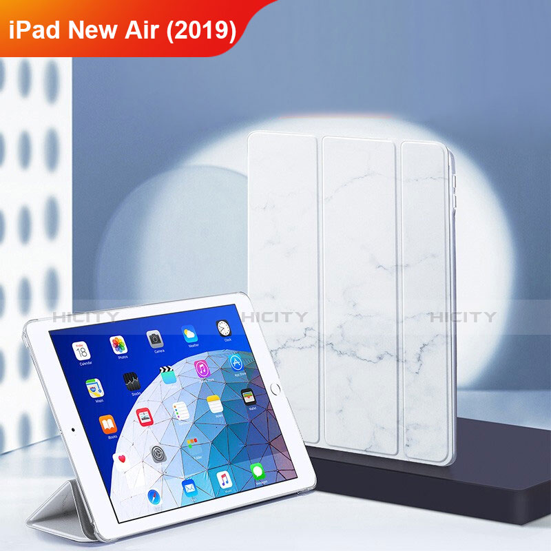 Custodia Portafoglio In Pelle con Supporto L02 per Apple iPad New Air (2019) 10.5 Bianco