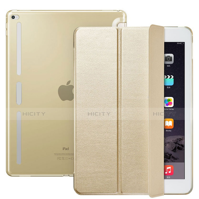 Custodia Portafoglio In Pelle con Supporto L02 per Apple iPad Pro 12.9 Oro