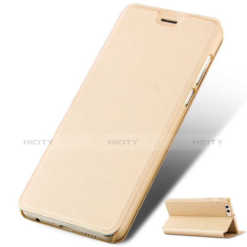 Custodia Portafoglio In Pelle con Supporto L02 per Huawei Honor V10 Oro