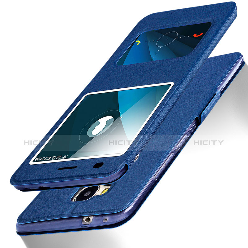Custodia Portafoglio In Pelle con Supporto L02 per Huawei Honor X5 Blu