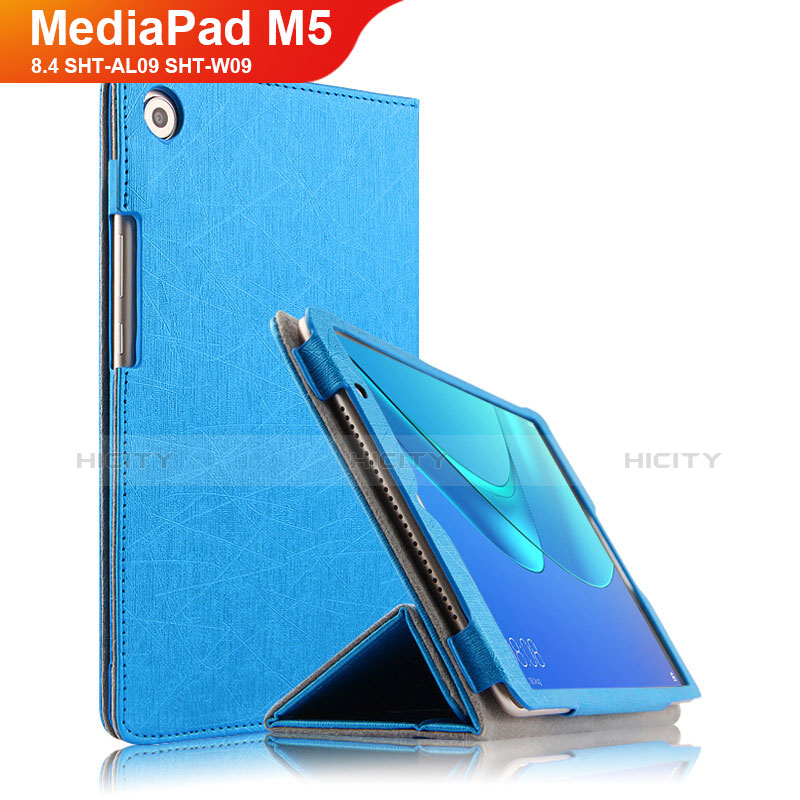 Custodia Portafoglio In Pelle con Supporto L02 per Huawei MediaPad M5 8.4 SHT-AL09 SHT-W09 Blu