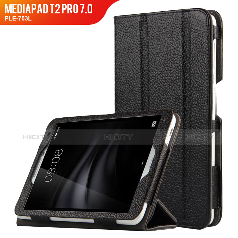 Custodia Portafoglio In Pelle con Supporto L02 per Huawei MediaPad T2 Pro 7.0 PLE-703L Nero