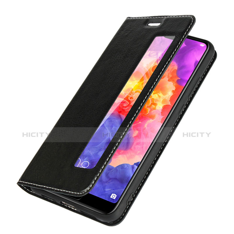 Custodia Portafoglio In Pelle con Supporto L02 per Huawei P20 Nero