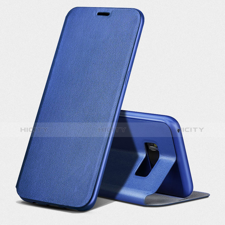 Custodia Portafoglio In Pelle con Supporto L02 per Samsung Galaxy S7 Edge G935F Blu