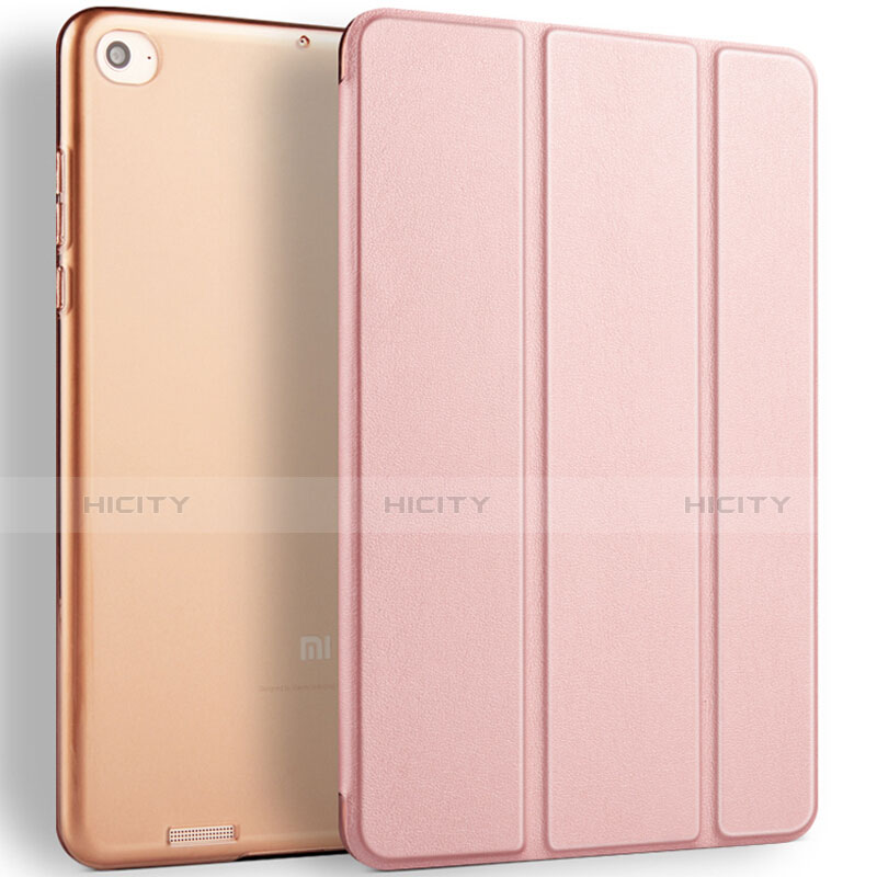 Custodia Portafoglio In Pelle con Supporto L02 per Xiaomi Mi Pad 3 Oro Rosa