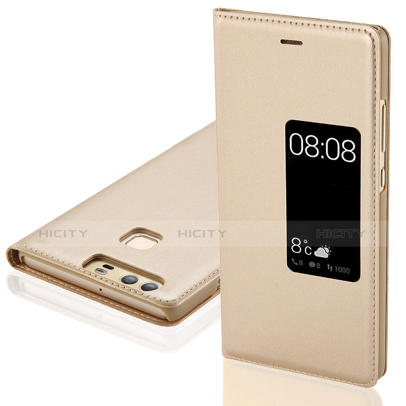 Custodia Portafoglio In Pelle con Supporto L03 per Huawei P9 Plus Oro