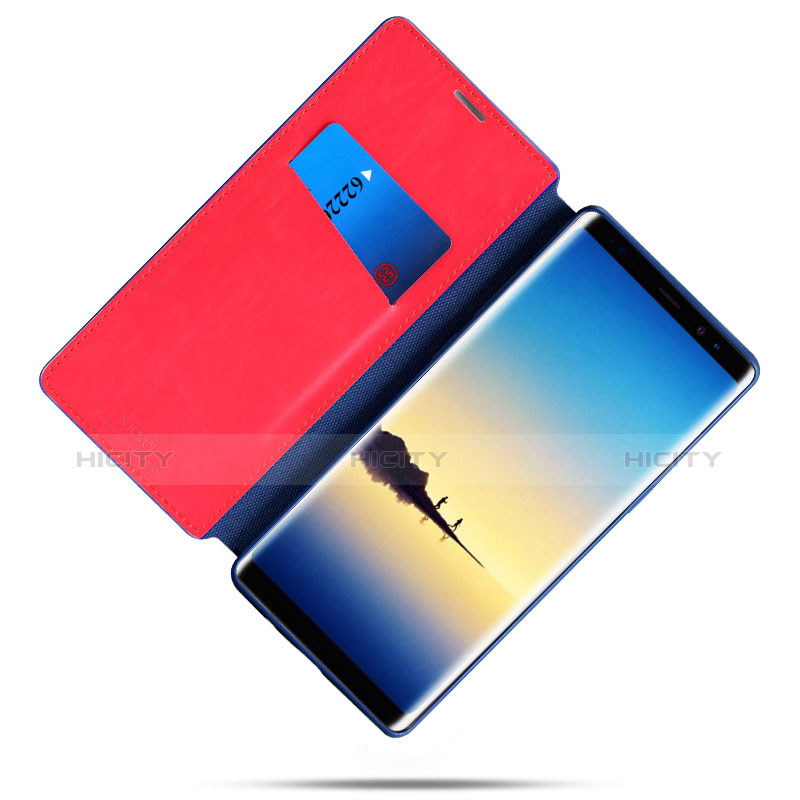 Custodia Portafoglio In Pelle con Supporto L03 per Samsung Galaxy Note 8 Blu