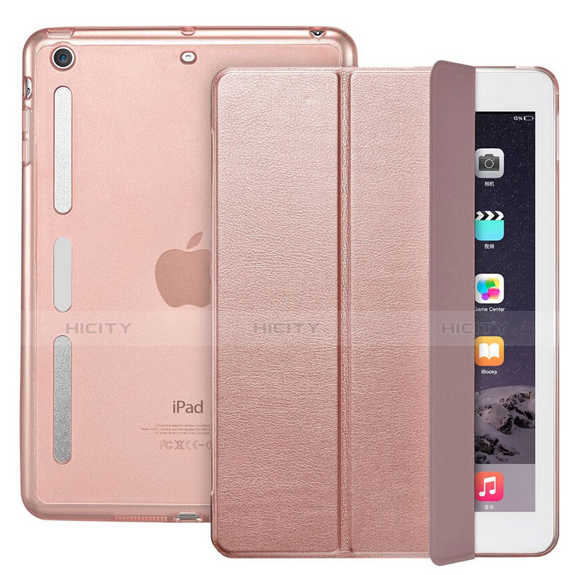 Custodia Portafoglio In Pelle con Supporto L05 per Apple iPad Mini 3 Oro Rosa