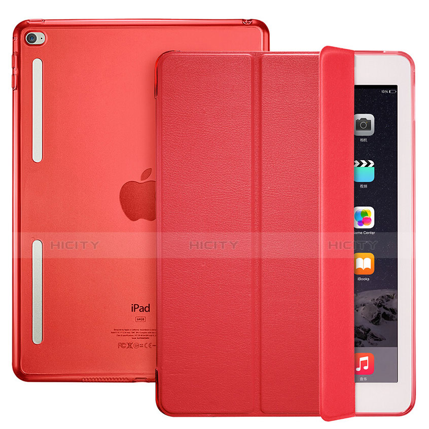 Custodia Portafoglio In Pelle con Supporto L06 per Apple iPad Mini 4 Rosso