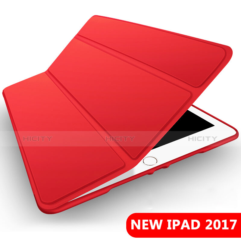 Custodia Portafoglio In Pelle con Supporto L09 per Apple New iPad 9.7 (2017) Rosso