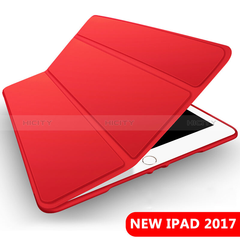 Custodia Portafoglio In Pelle con Supporto L09 per Apple New iPad 9.7 (2018) Rosso