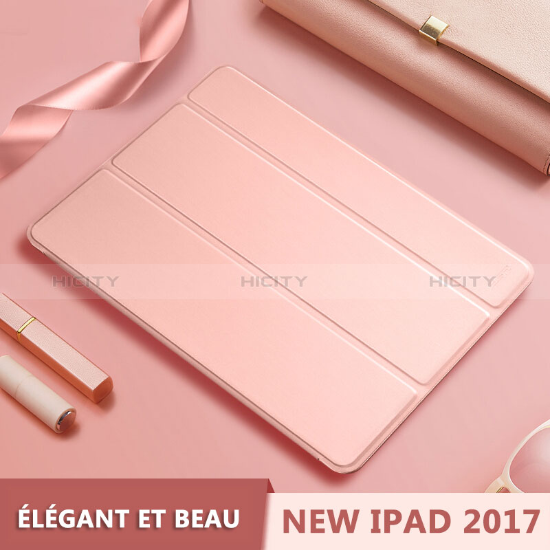 Custodia Portafoglio In Pelle con Supporto L10 per Apple New iPad 9.7 (2018) Oro Rosa