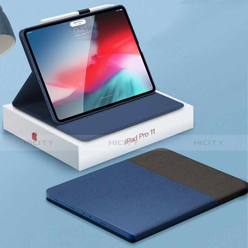 Custodia Portafoglio In Pelle con Supporto per Apple iPad Pro 12.9 (2018) Blu e Nero