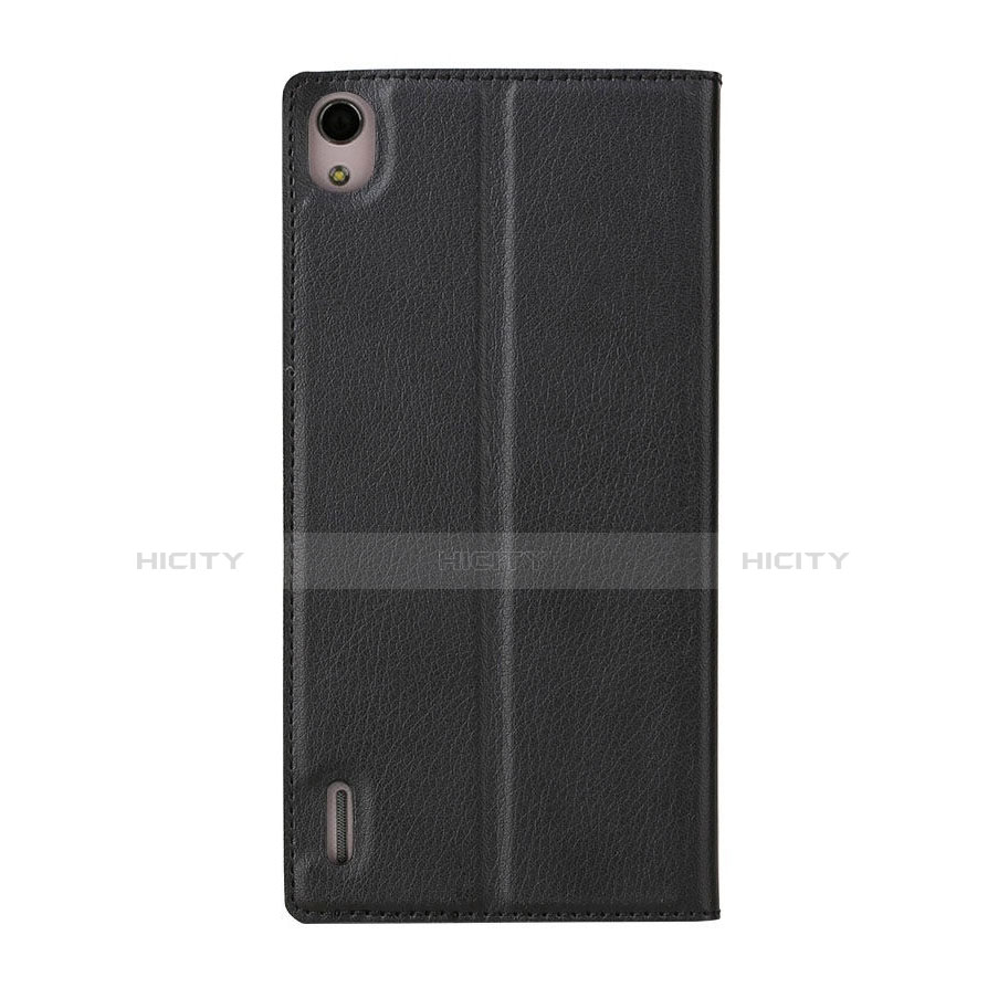 Custodia Portafoglio In Pelle con Supporto per Huawei Ascend P7 Nero