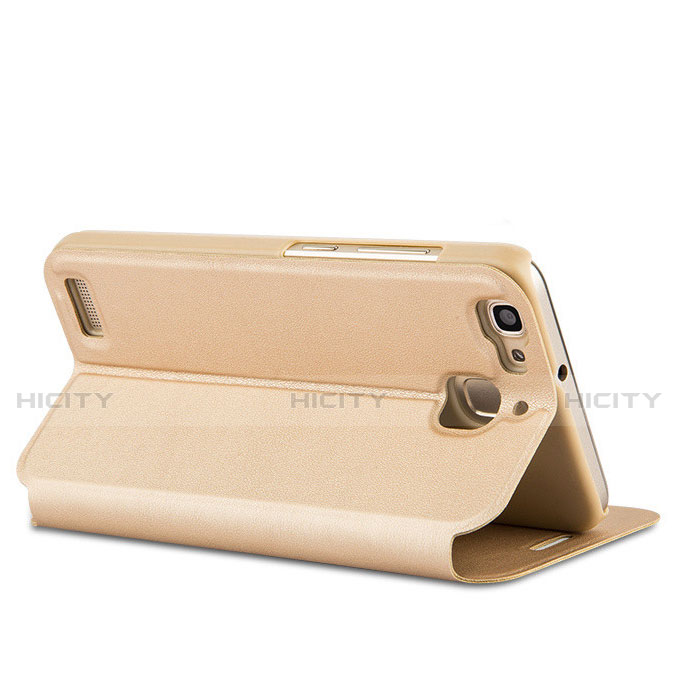 Custodia Portafoglio In Pelle con Supporto per Huawei G8 Mini Oro