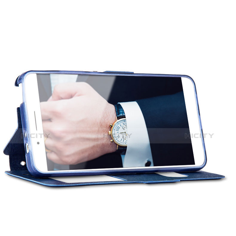 Custodia Portafoglio In Pelle con Supporto per Huawei Honor 7i shot X Blu