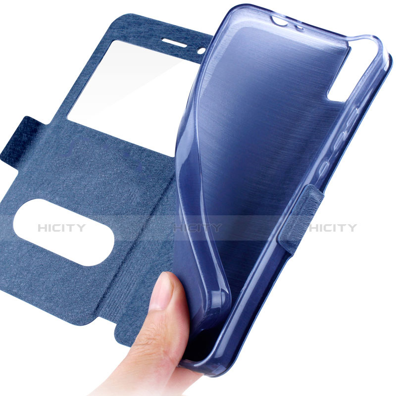 Custodia Portafoglio In Pelle con Supporto per Huawei Honor 7i shot X Blu