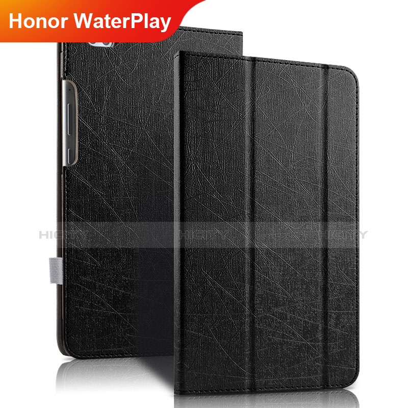 Custodia Portafoglio In Pelle con Supporto per Huawei Honor WaterPlay 10.1 HDN-W09 Nero