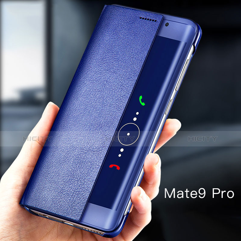 Custodia Portafoglio In Pelle con Supporto per Huawei Mate 9 Pro Blu