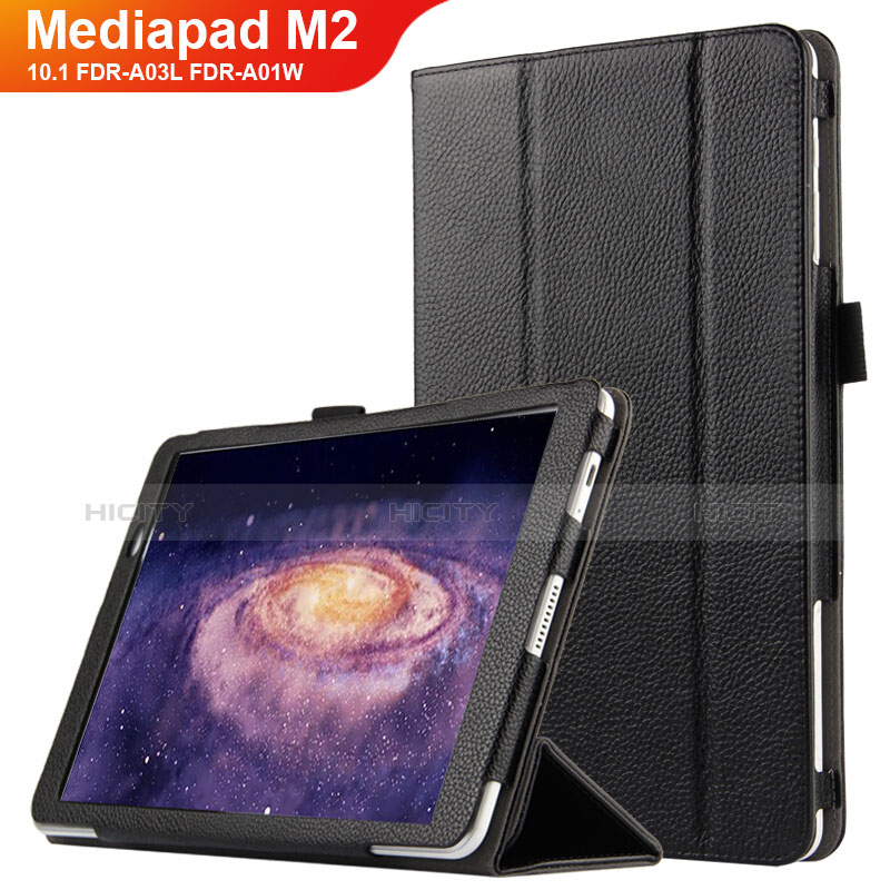 Custodia Portafoglio In Pelle con Supporto per Huawei MediaPad M2 10.1 FDR-A03L FDR-A01W Nero