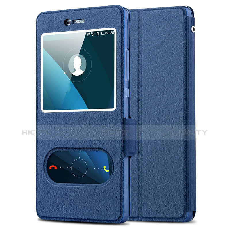 Custodia Portafoglio In Pelle con Supporto per Huawei P8 Blu