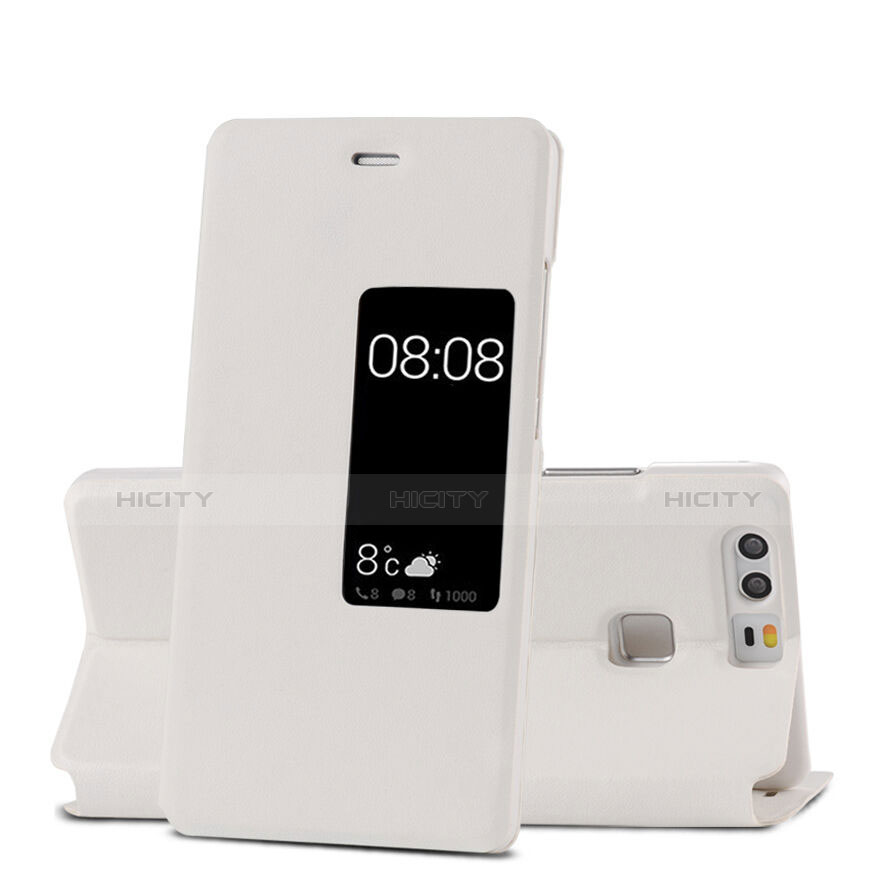 Custodia Portafoglio In Pelle con Supporto per Huawei P9 Bianco