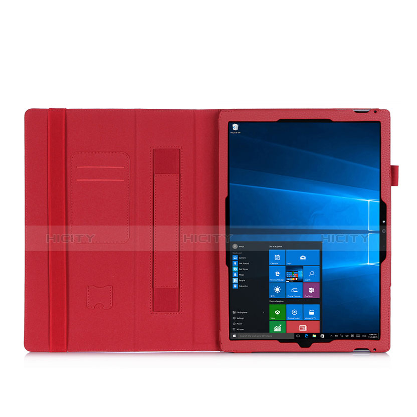 Custodia Portafoglio In Pelle con Supporto per Microsoft Surface Pro 3 Rosso