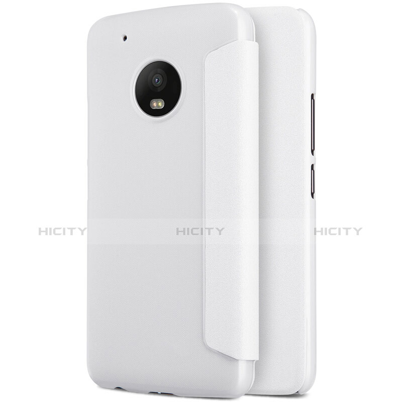 Custodia Portafoglio In Pelle con Supporto per Motorola Moto G5 Plus Bianco