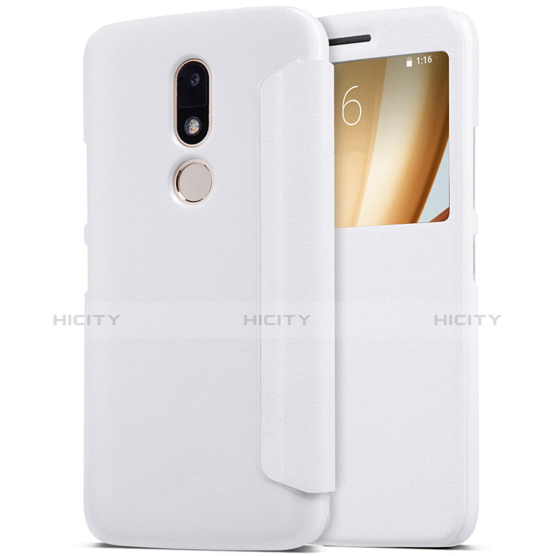 Custodia Portafoglio In Pelle con Supporto per Motorola Moto M XT1662 Bianco